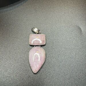 Lepidolite Gemstone Pendant. 925 Silver Plated.